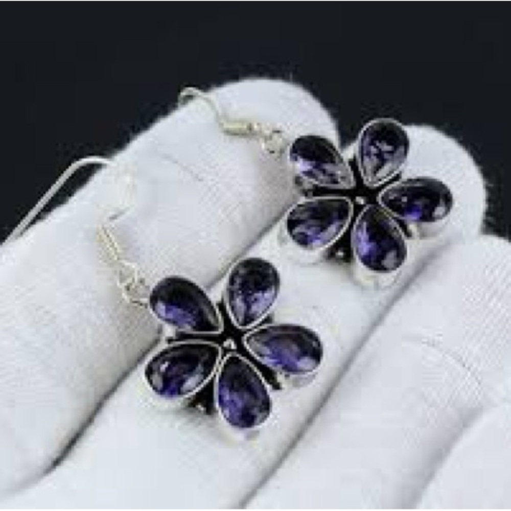 Sterling earrings with lab created tanzanite